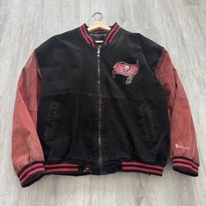 Vintage Tampa Bay Buccaneers Leather Jacket Mens Large NFL Football Game Day 90s